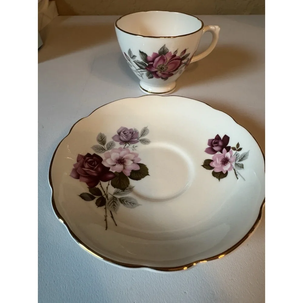 Vintage Royal Ascot Bone China Tea Cup and Saucer Pink Roses Made in England